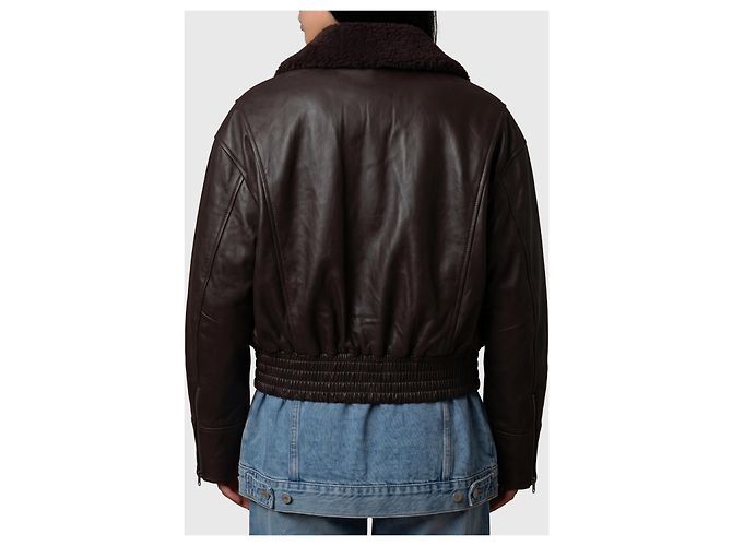 Ivy Oak Chaqueta bomber IOLaila Lane de cuero marrón oscuro - vista 2