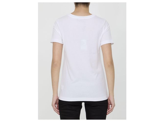 T-shirt Dolce & Gabbana bianca in cotone con logo DG in pizzo Bianco - vista 4