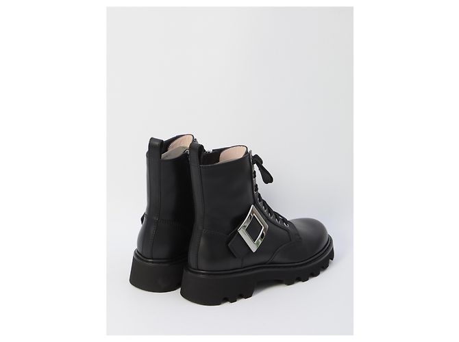 Roger Vivier Viv Rangers Combat-Stiefel Schwarz - Ansicht 3