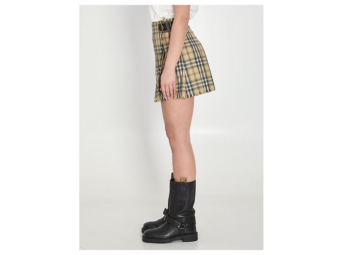 Minifalda estilo kilt Burberry de lana a cuadros beige - vista 3