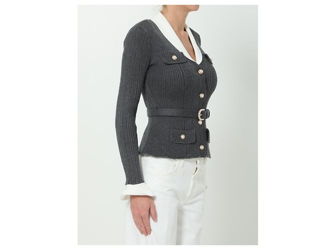 Self Portrait Strickcardigan aus Wollmischung grau - Ansicht 2