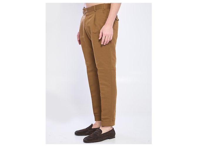 PT Torino Pantaloni Rebel in lino e cotone Marrone - vista 2