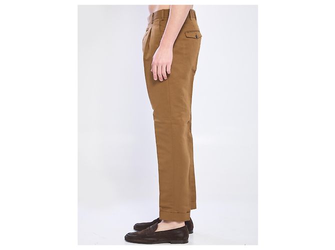 PT Torino Pantaloni Rebel in lino e cotone Marrone - vista 3