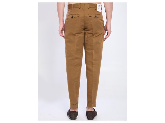 PT Torino Pantaloni Rebel in lino e cotone Marrone - vista 4