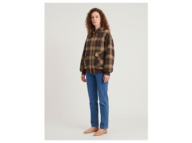 Giacca bomber a quadri marrone Sutton New York - vista 2