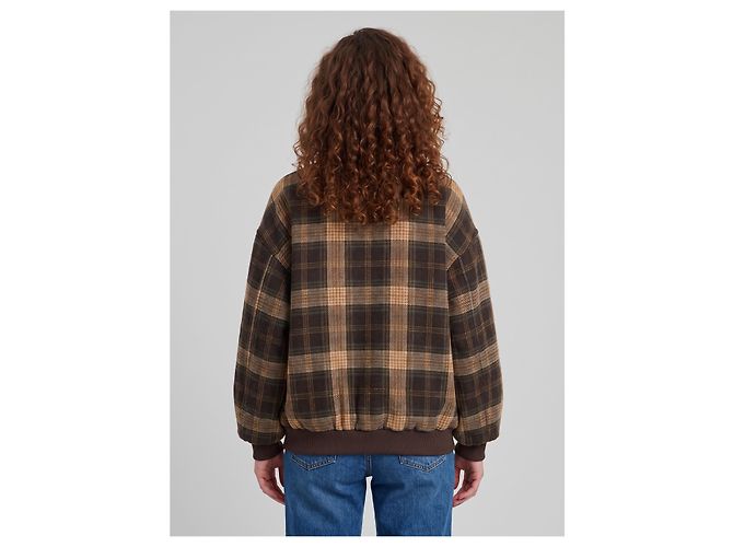 Giacca bomber a quadri marrone Sutton New York - vista 3