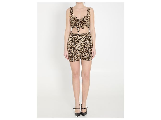 Dolce & Gabbana Popeline-Top mit Leoprint Mehrfarben - Ansicht 5