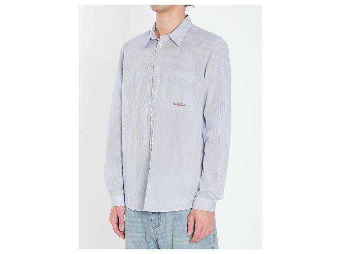 Camisa às riscas Valentino Garavani em algodão azul claro - vista 2