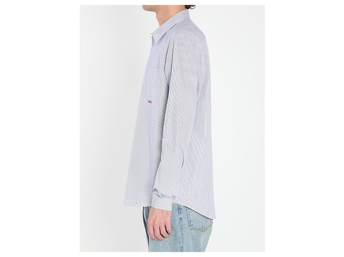 Camisa às riscas Valentino Garavani em algodão azul claro - vista 3