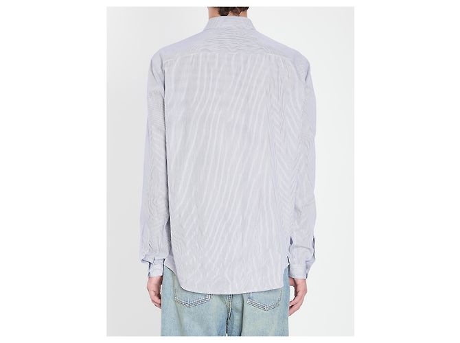 Camisa às riscas Valentino Garavani em algodão azul claro - vista 4