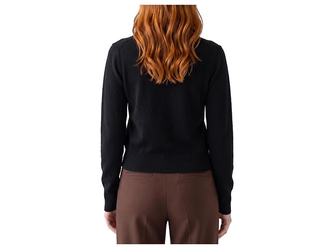 Federica Tosi Schwarzer Pullover aus Wolle und Kaschmir mit Überkreuz-Ausschnitt - Ansicht 3