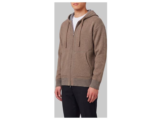 Roberto Collina Merinowolle-Sweatshirt mit Reißverschluss in Taupe - Ansicht 2