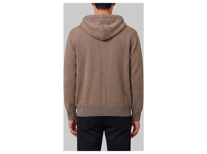 Roberto Collina Merinowolle-Sweatshirt mit Reißverschluss in Taupe - Ansicht 3