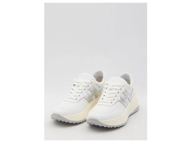 Sneakers Hogan Hi-Fi in pelle bianca e argento Bianco - vista 2