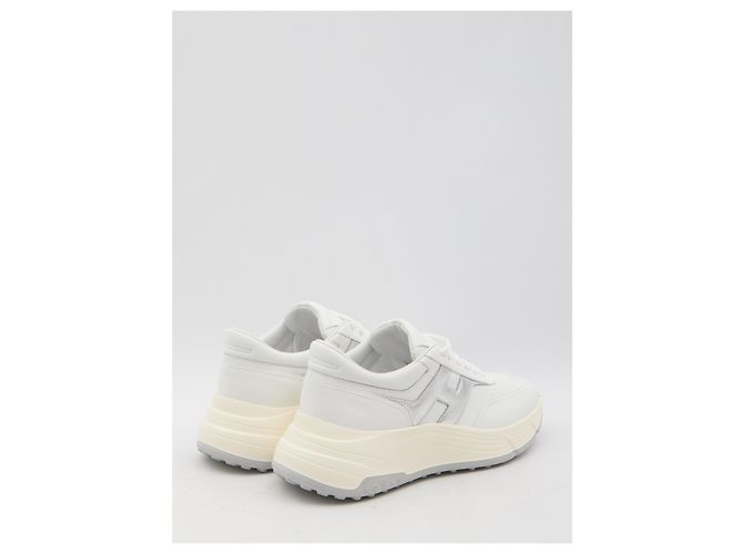 Sneakers Hogan Hi-Fi in pelle bianca e argento Bianco - vista 3