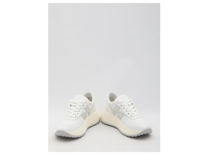 Sneakers Hogan Hi-Fi in pelle bianca e argento Bianco - vista 5