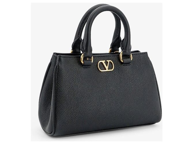 Valentino Garavani VLogo Signature Mini-Tasche aus körnigem Kalbsleder Schwarz - Ansicht 2