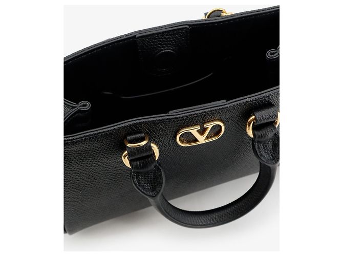 Valentino Garavani VLogo Signature Mini-Tasche aus körnigem Kalbsleder Schwarz - Ansicht 4