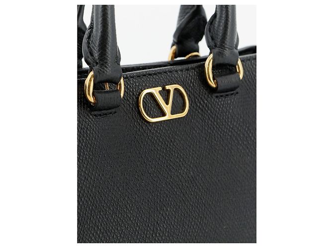Valentino Garavani VLogo Signature Mini-Tasche aus körnigem Kalbsleder Schwarz - Ansicht 5