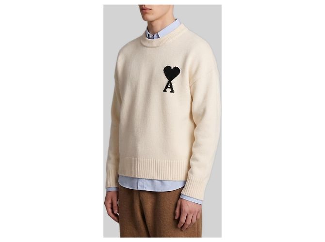 Ami Paris Ami de Coeur Rundhals-Pullover Weiß - Ansicht 3