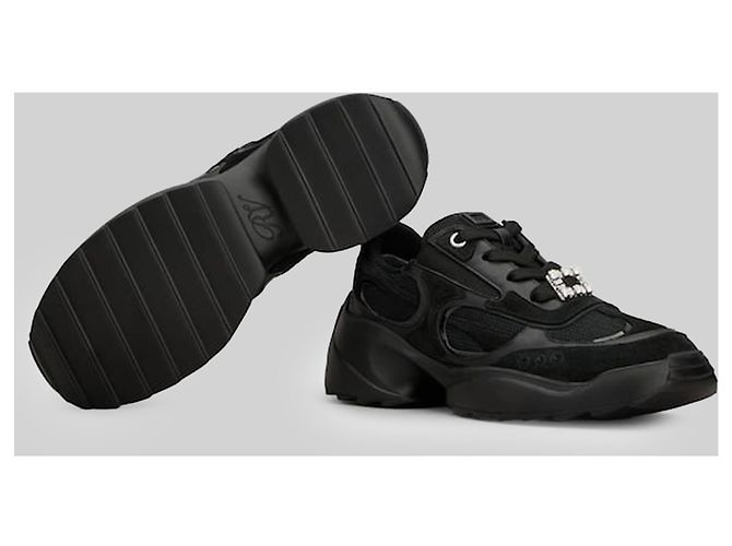 Roger Vivier Viv' on the Run Sneaker aus Leder und Stoff Schwarz - Ansicht 3