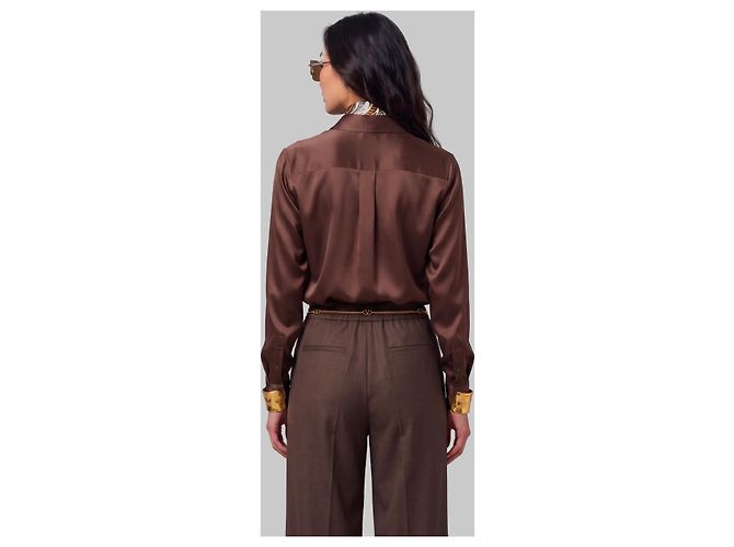 Sutton New York Camicia in seta elasticizzata marrone - vista 3
