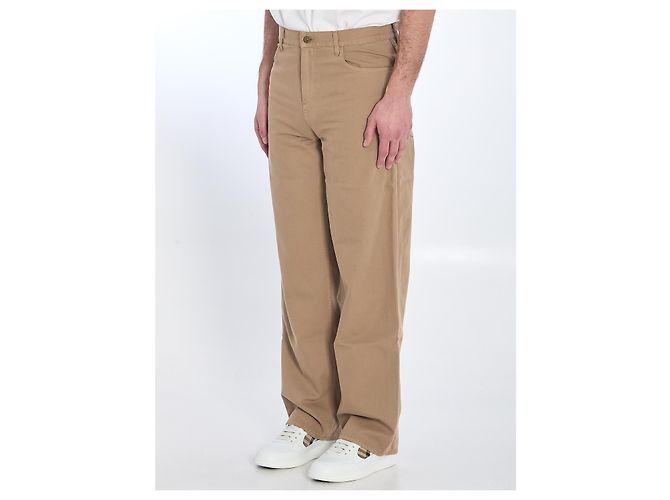 Pantaloni Burberry in twill di cotone marrone - vista 2