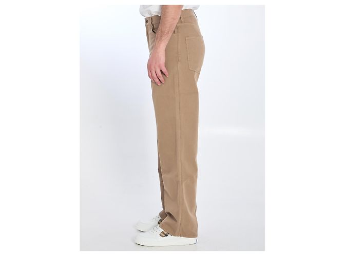 Pantaloni Burberry in twill di cotone marrone - vista 3