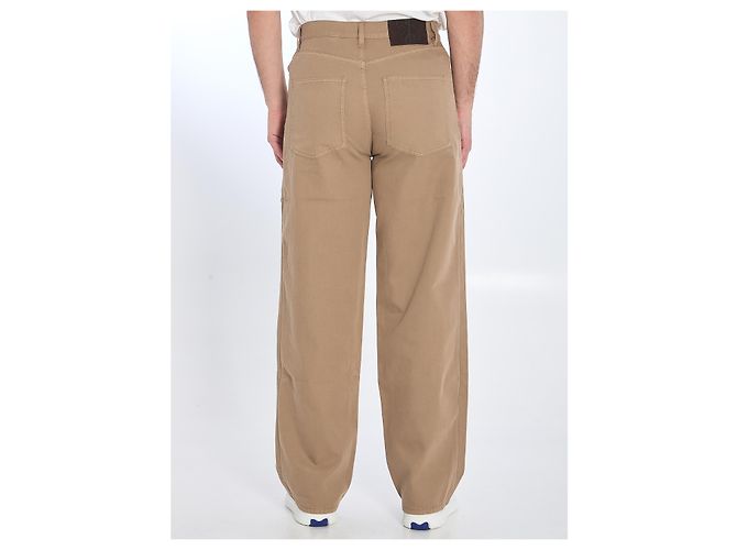 Pantaloni Burberry in twill di cotone marrone - vista 4