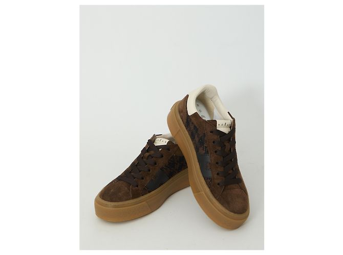 Hogan Baskets à lacets H705 Marron - vue 5