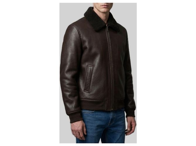 Salvatore Santoro Giacca bomber in pelle e shearling marrone scuro - vista 2