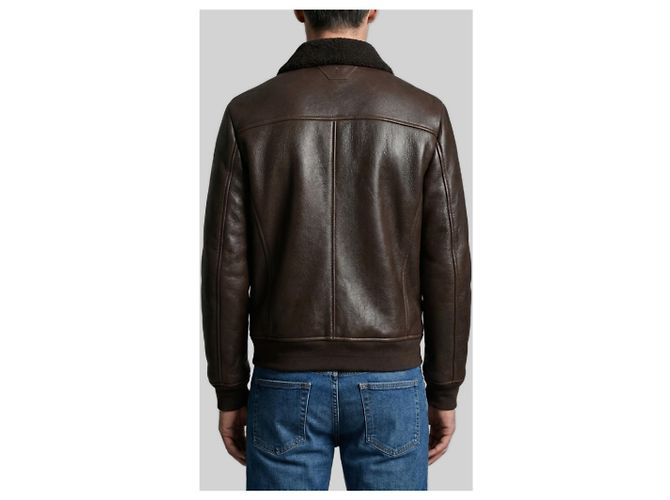 Salvatore Santoro Giacca bomber in pelle e shearling marrone scuro - vista 3