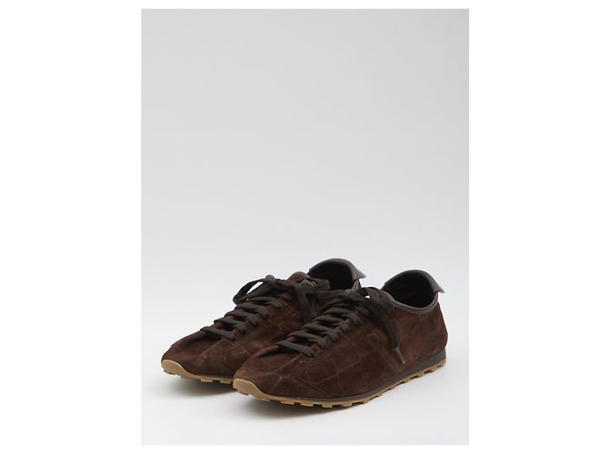 Jacquemus Les Tennis baskets cuir marron effet crocodile - vue 2