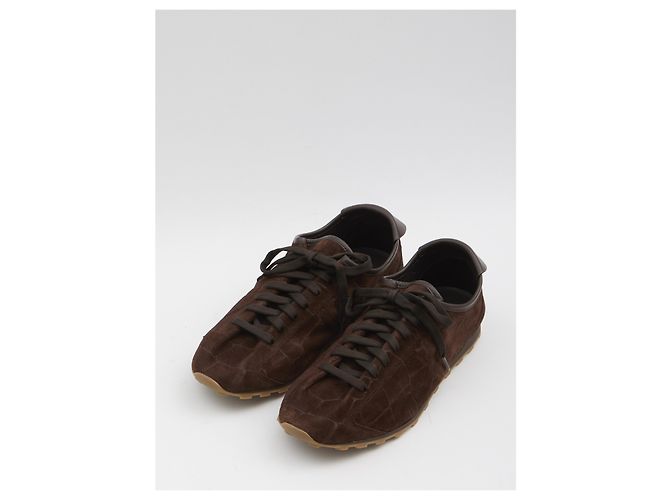 Jacquemus Les Tennis baskets cuir marron effet crocodile - vue 5