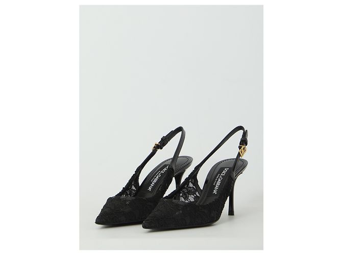 Dolce & Gabbana Escarpins slingback en dentelle Taormina Noir - vue 2