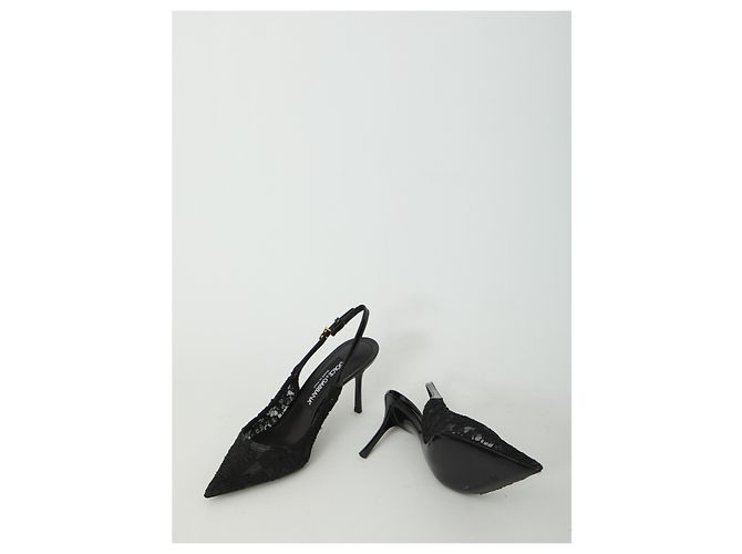 Dolce & Gabbana Escarpins slingback en dentelle Taormina Noir - vue 5
