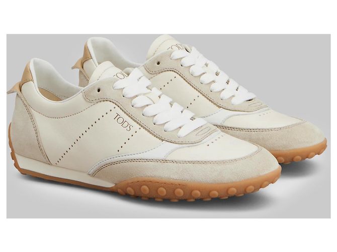 Tod's Sneaker aus glattem Leder und Wildleder Weiß - Ansicht 2