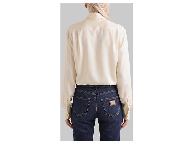 Dolce & Gabbana Camisa de seda blanca Blanco - vista 3