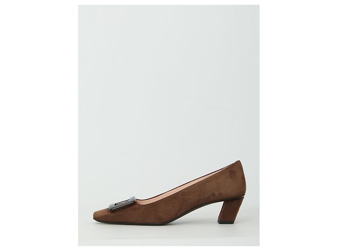 Roger Vivier Décolleté Belle Vivier in camoscio Marrone - vista 4