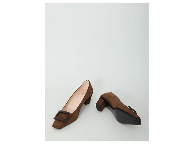Roger Vivier Décolleté Belle Vivier in camoscio Marrone - vista 5