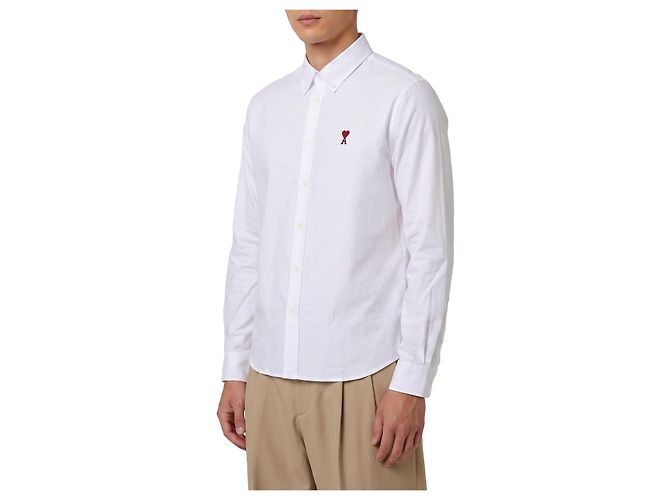 Camicia Ami Paris Ami De Coeur in cotone Oxford bianca Bianco - vista 2