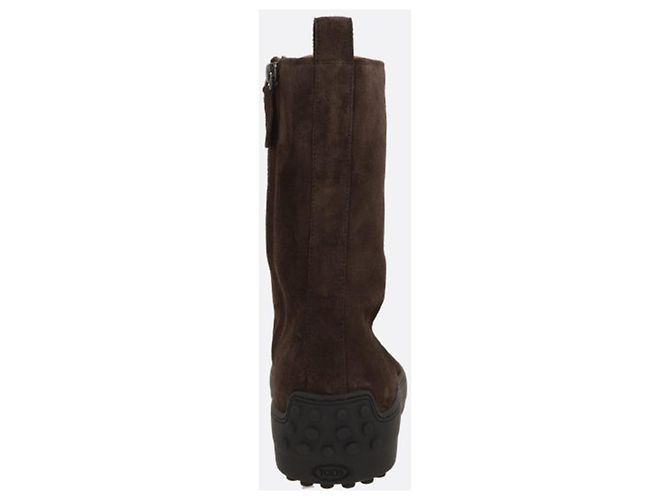 Tod's Winter ankle boot with rubber studs in suede leather Brown - view 3