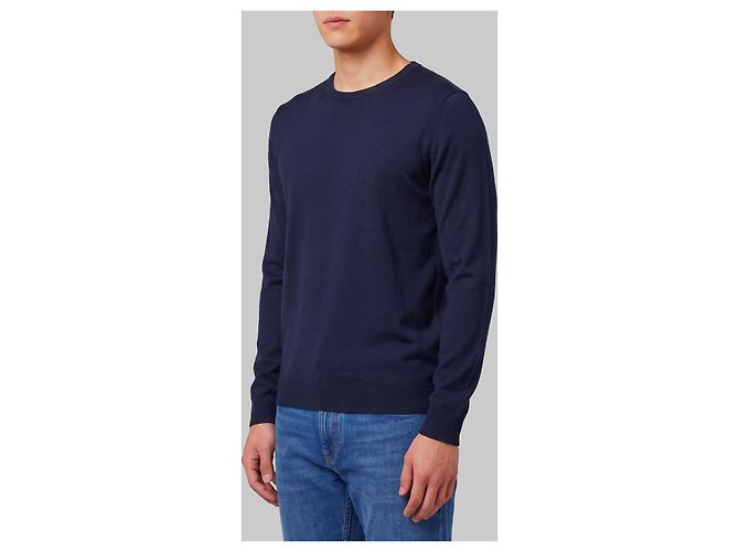 John Smedley Pull à col rond Lundy en midnight Bleu - vue 2