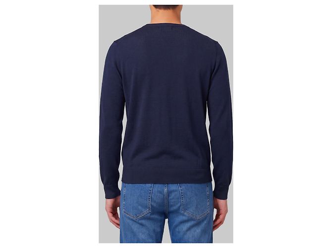 John Smedley Pull à col rond Lundy en midnight Bleu - vue 3