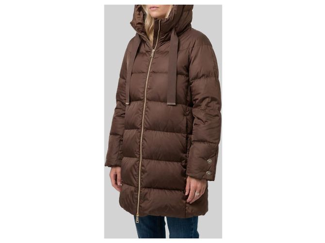 Herno Chaqueta de plumón midi línea A Castaño - vista 3