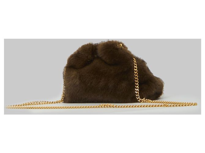 Stella Mc Cartney Mini borsa a sacchetto Falabella in eco-pelliccia Marrone - vista 2