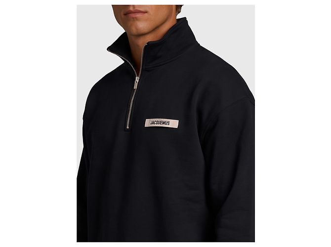 Jacquemus Gros Grain Sweatshirt mit Reißverschlusskragen Schwarz - Ansicht 3