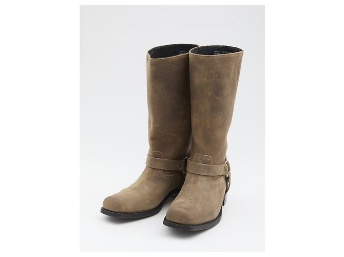 Golden Goose High biker boots in suede Brown - view 2