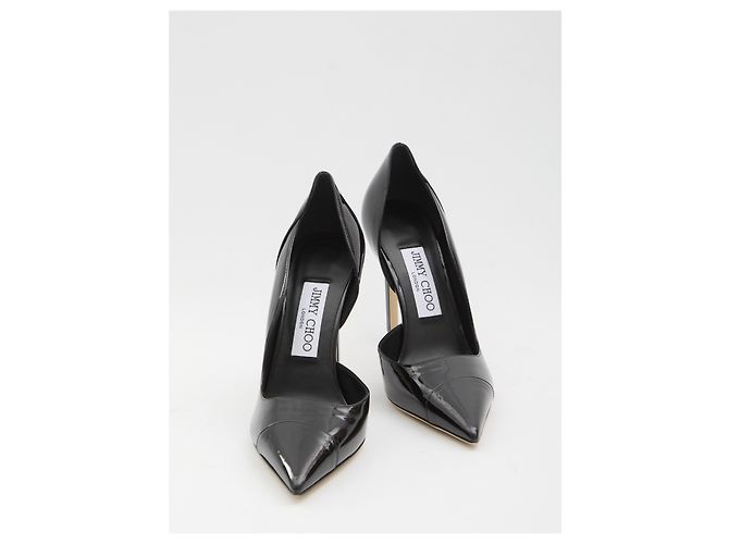 Décolleté Jimmy Choo Brigitte 100 in pelle nera Nero - vista 5