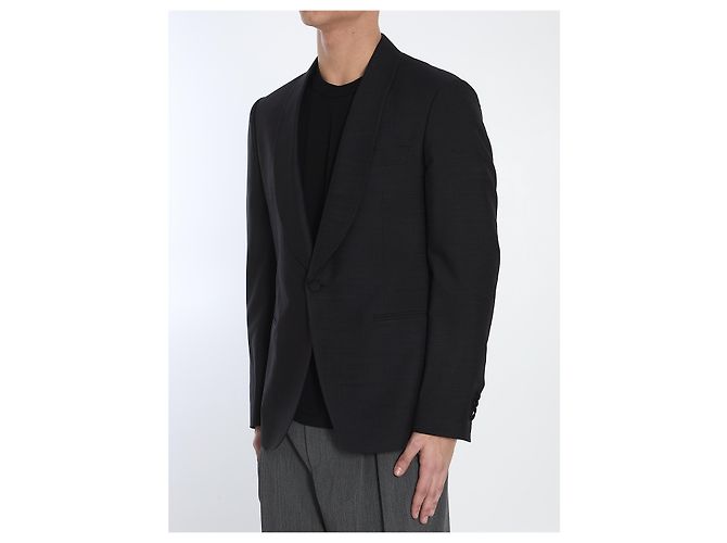 Lardini Casaco de seda de peito único Preto - vista 2